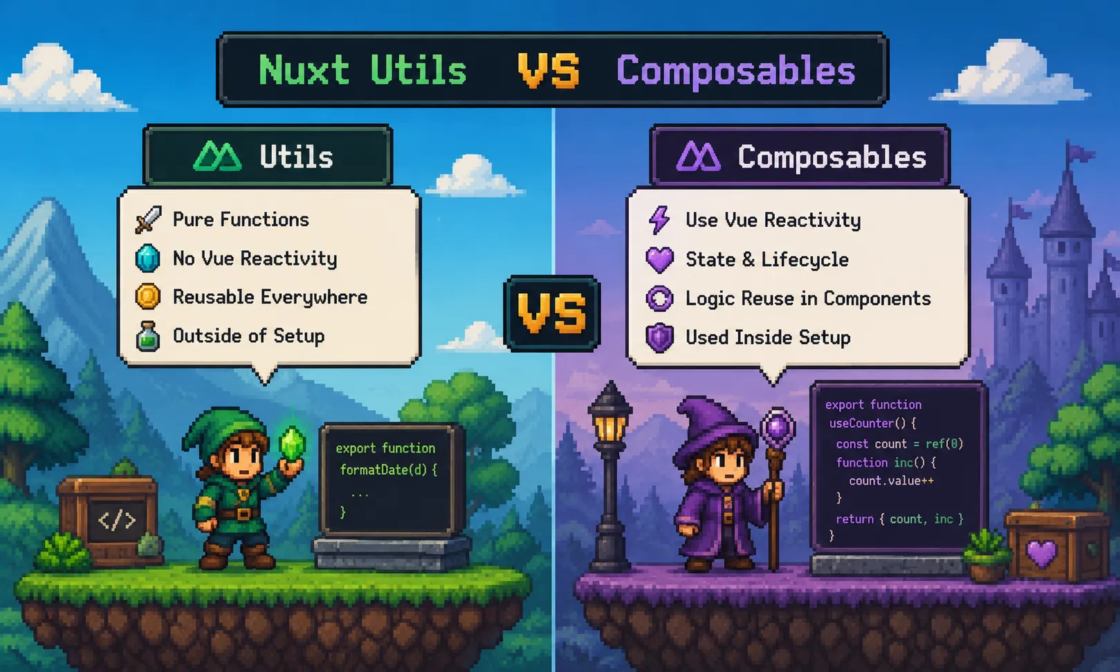 Quando usar utils e quando usar composables no Nuxt cover image